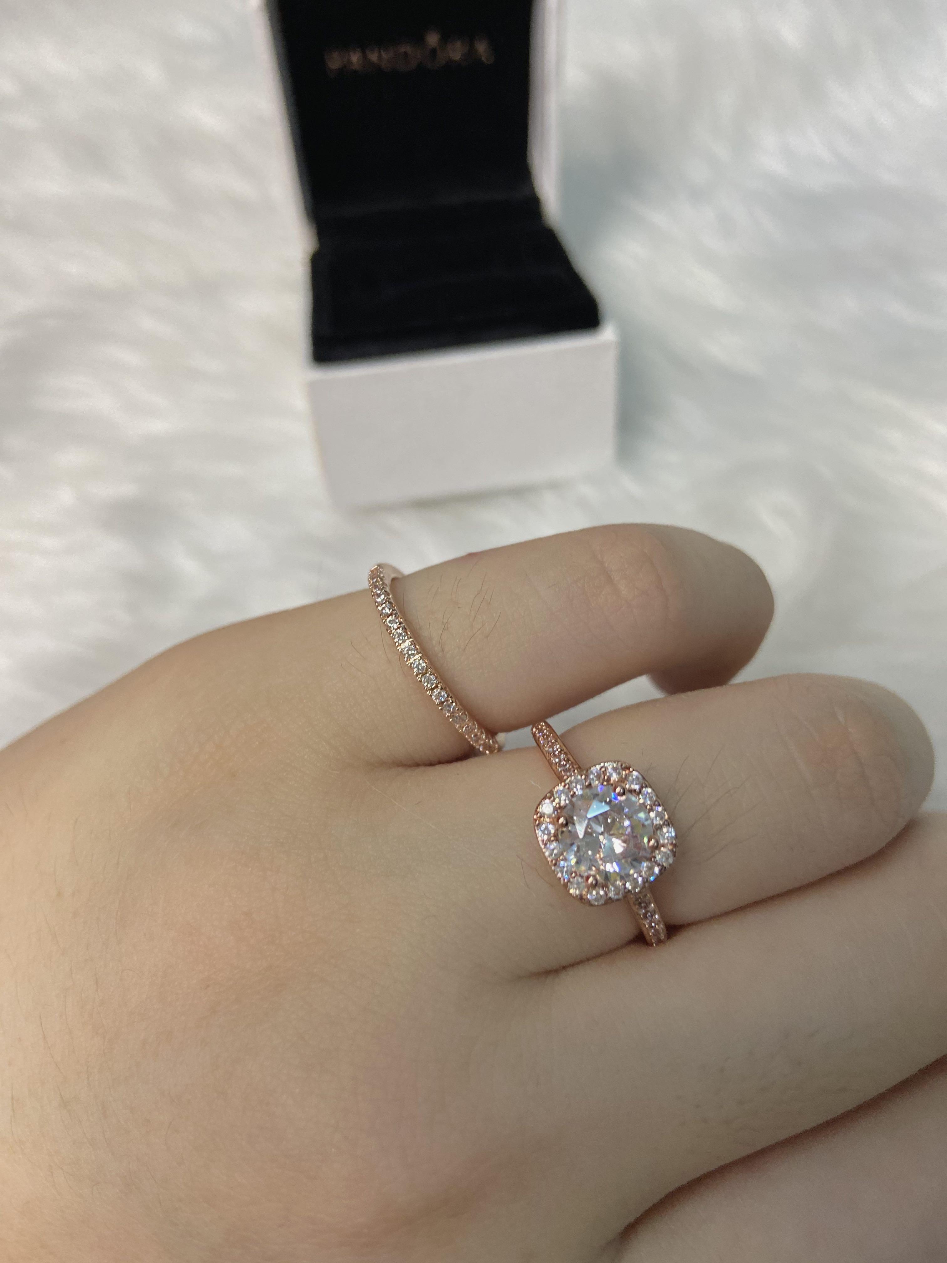 Pandora rose gold square diamond ring 