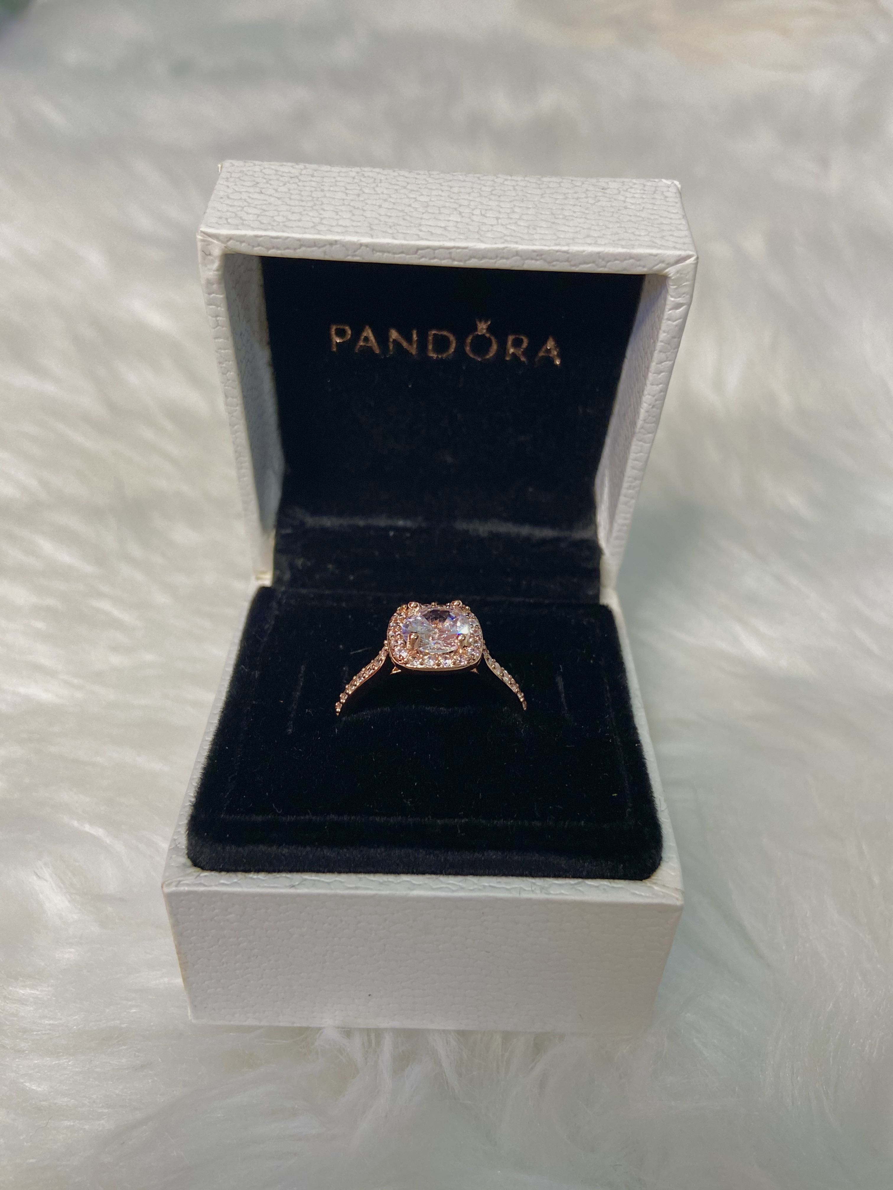 Pandora rose gold square diamond ring 