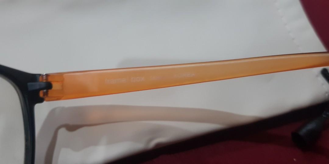 Prescription glasses. (Black/orange) (Category: Sunglasses & Eyewear) located in Manila. Submitted by lowbuypreloved (Listing ID 1072567966, Image 2). Description: replaceable lens with free pouch price negotiable.