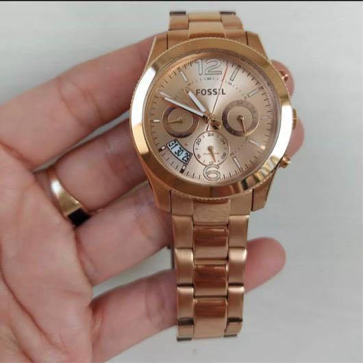 READY STOCK ORIGINAL FOSSIL BOYFRIEND ROSE GOLD DIAL LADIES