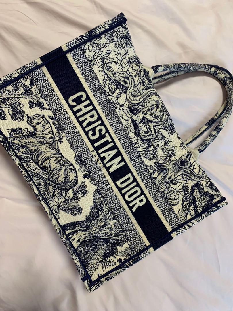 Large Dior Book Tote Blue Toile de Jouy Embroidery
