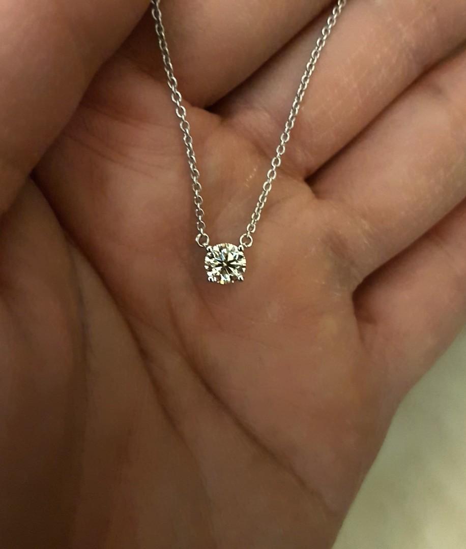 White gold diamond hotsell solitaire necklace