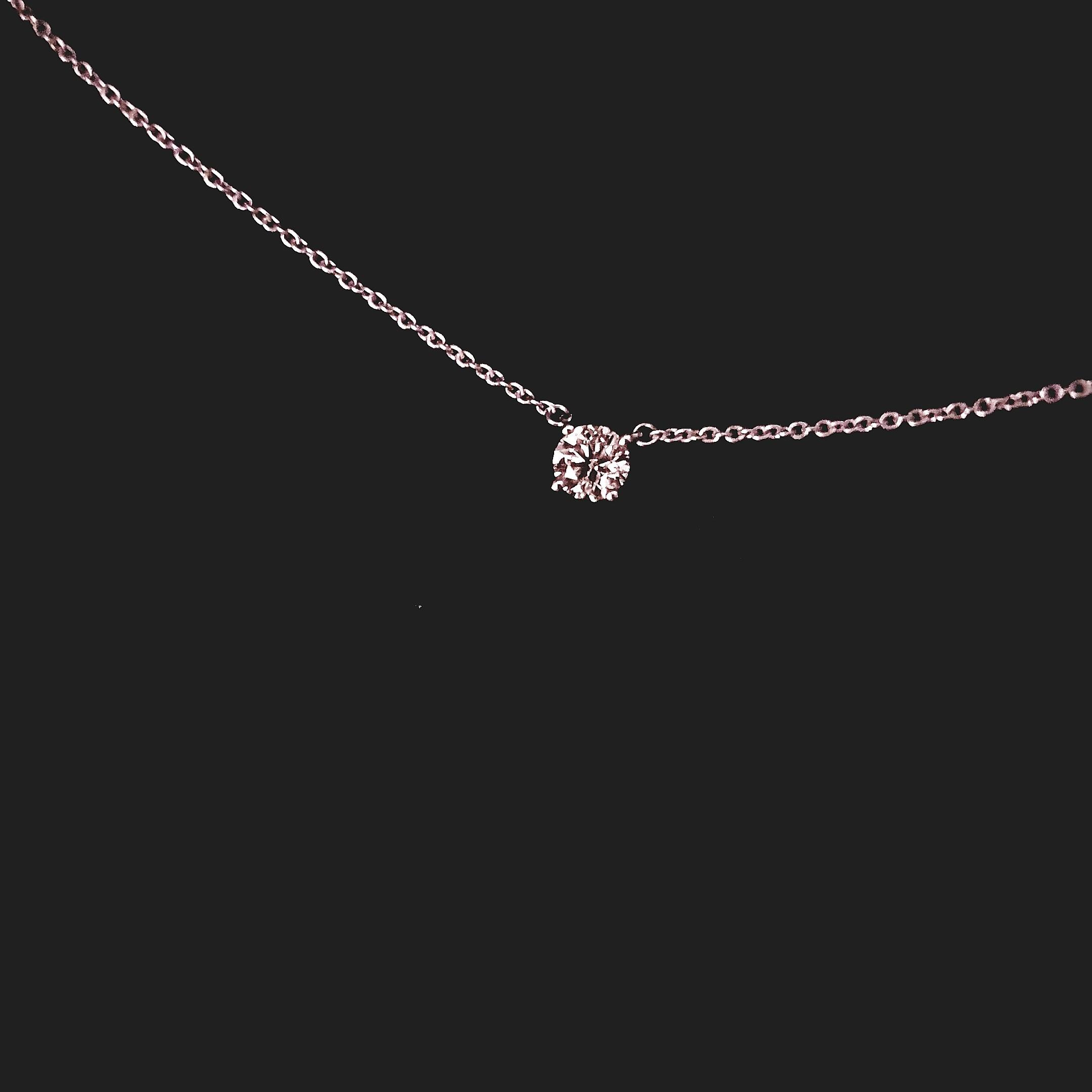 SOLITAIRE DIAMOND PENDANT NECKLACE IN 18K SOLID WHITE GOLD