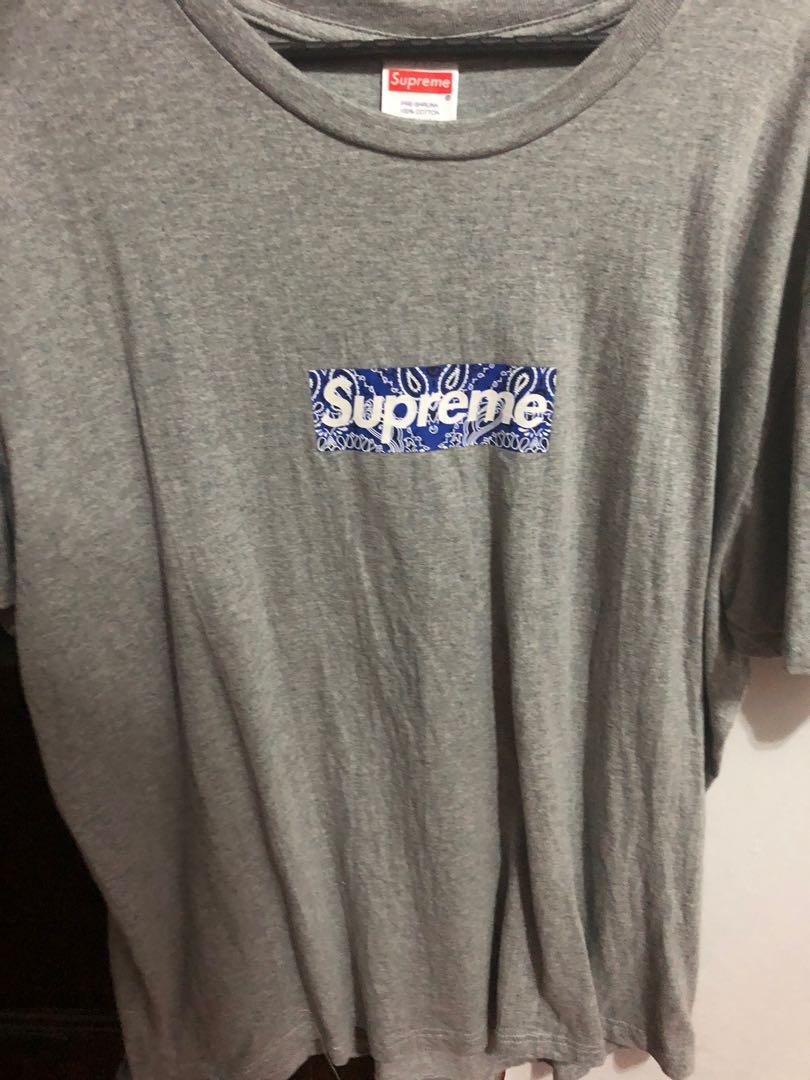 Supreme bandana box logo tee best sale heather grey