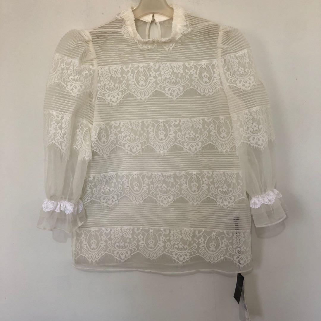 white lace mesh top