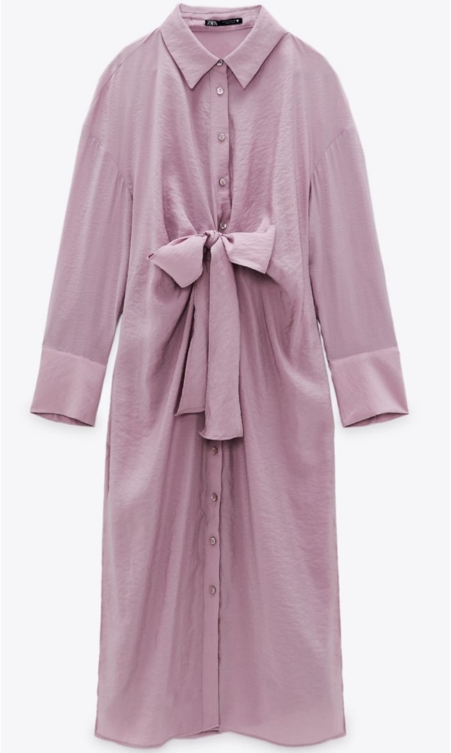 Zara Shirt Dress with Knot (dusty pink ...