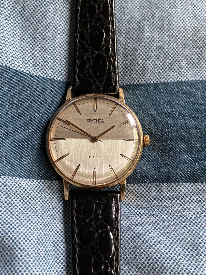 1980s USSR Sekonda gold plated ultra slim gents watch Mobile