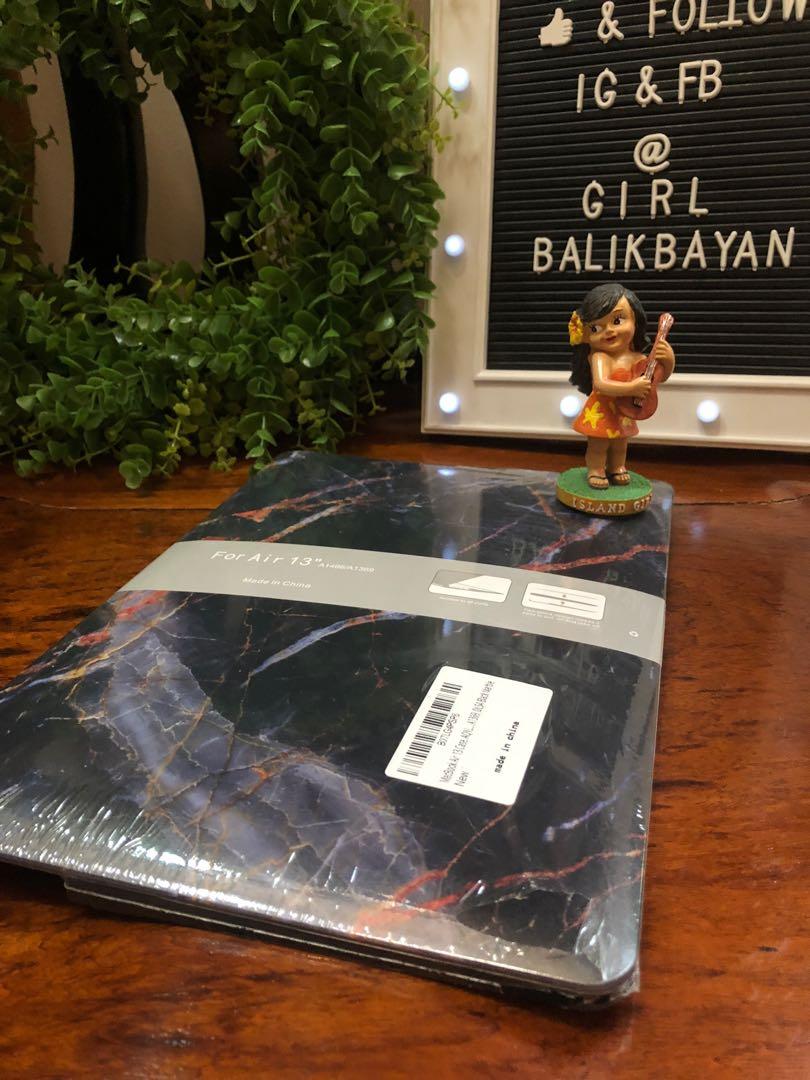 Black marble MacBook Air 13 hard case🖤 (Category: Laptop Bags & Sleeves) located in Marikina City. Submitted by girlbalikbayan (Listing ID 1076435256, Image 3). Description: Weekend SALE-abration🥳 Give your MacBook Pro some love and change out to a new fabulous graphic hard case. MACBOOK AIR 13” 💻 A1466 / A1369 Top and bottom case Black marble case Refer to the last photo showing how to double check what “model code” your unit is and verify if
