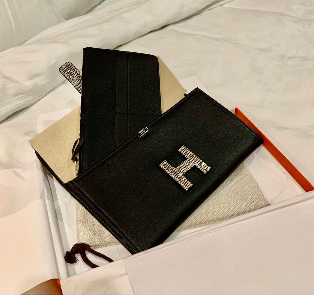 HERMES Jige Duo touch Long wallet in Swift calfskin and polished
