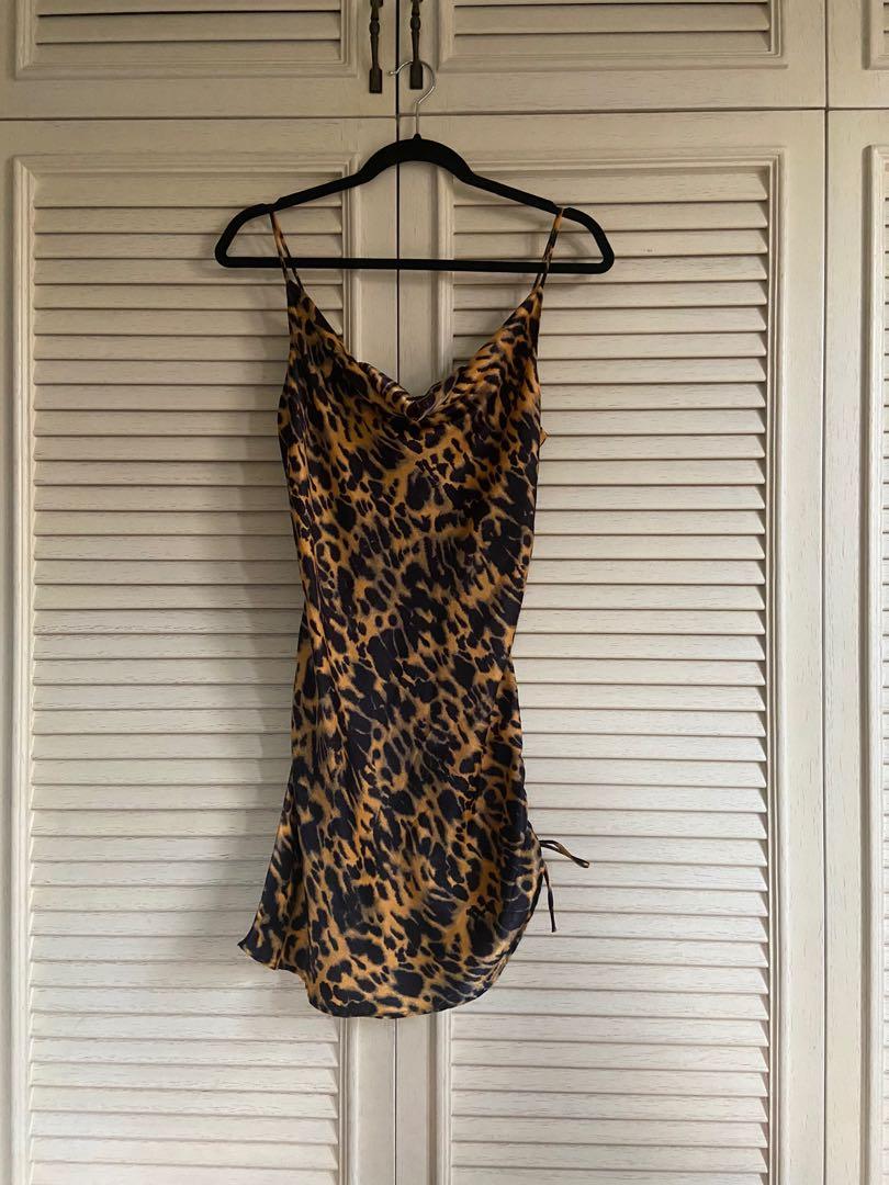 topshop leopard print slip dress