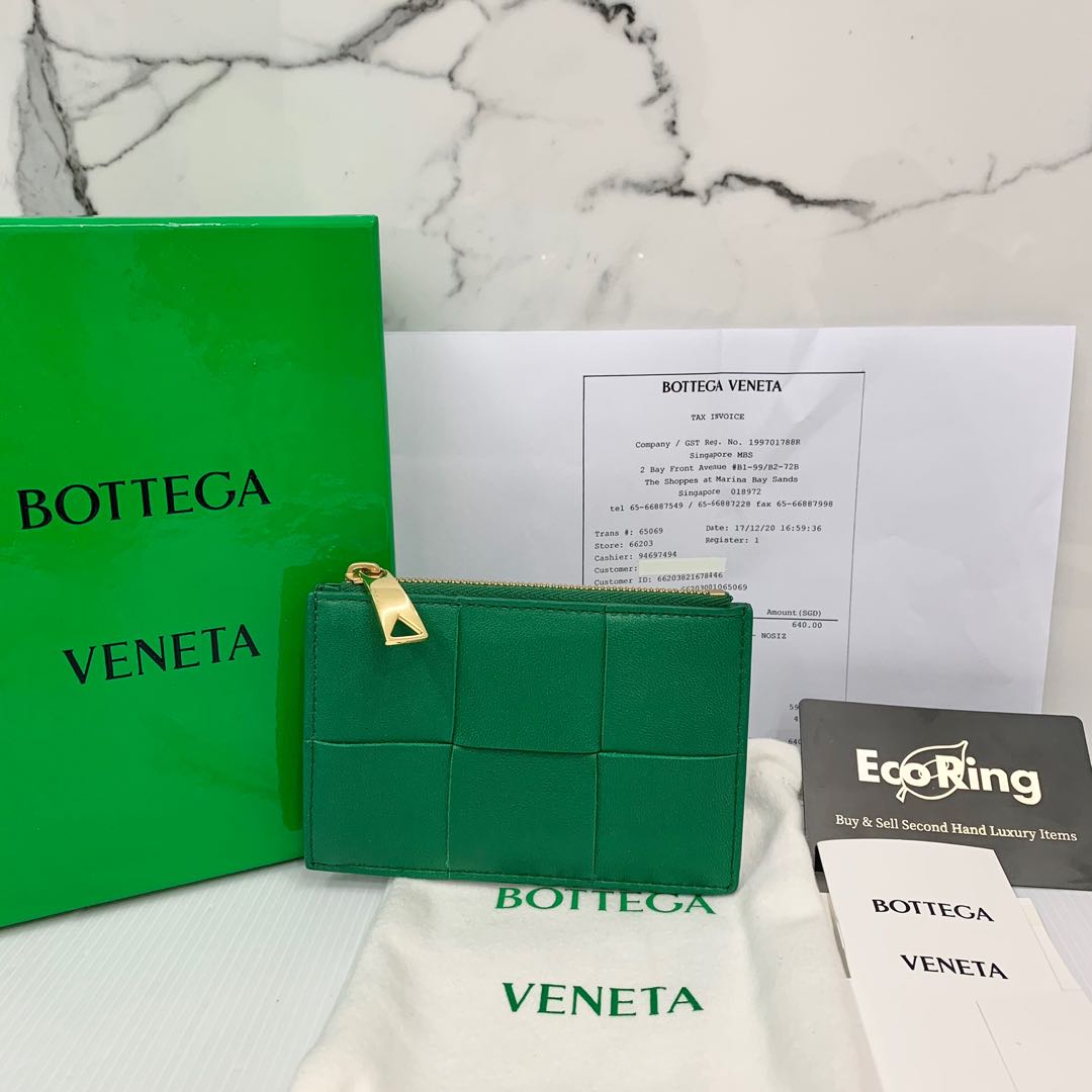 bottega veneta card holder green