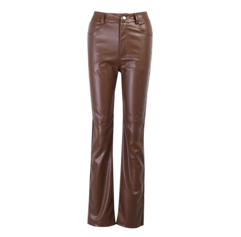 Brown Leather Pants, Women's Fashion, Bottoms, Other Bottoms on Carousell