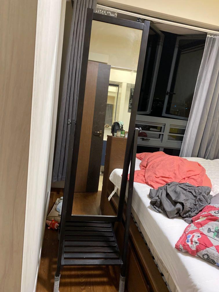 Brown Stained Ikea Isfjorden Standing Mirror, Furniture & Home Living