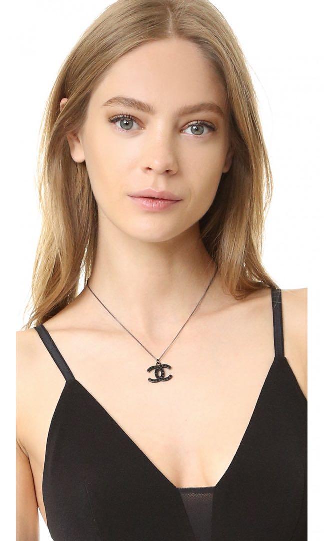 Chanel black on black crystal necklace Women s Fashion Jewelry