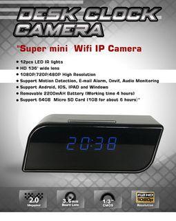 Desk Clock Camera | Full HD 1080p Super mini Wifi IP Hidden Camera