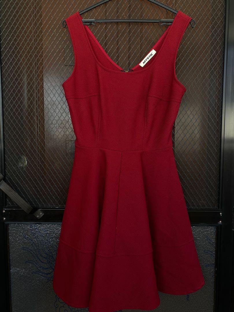 red semi dresses