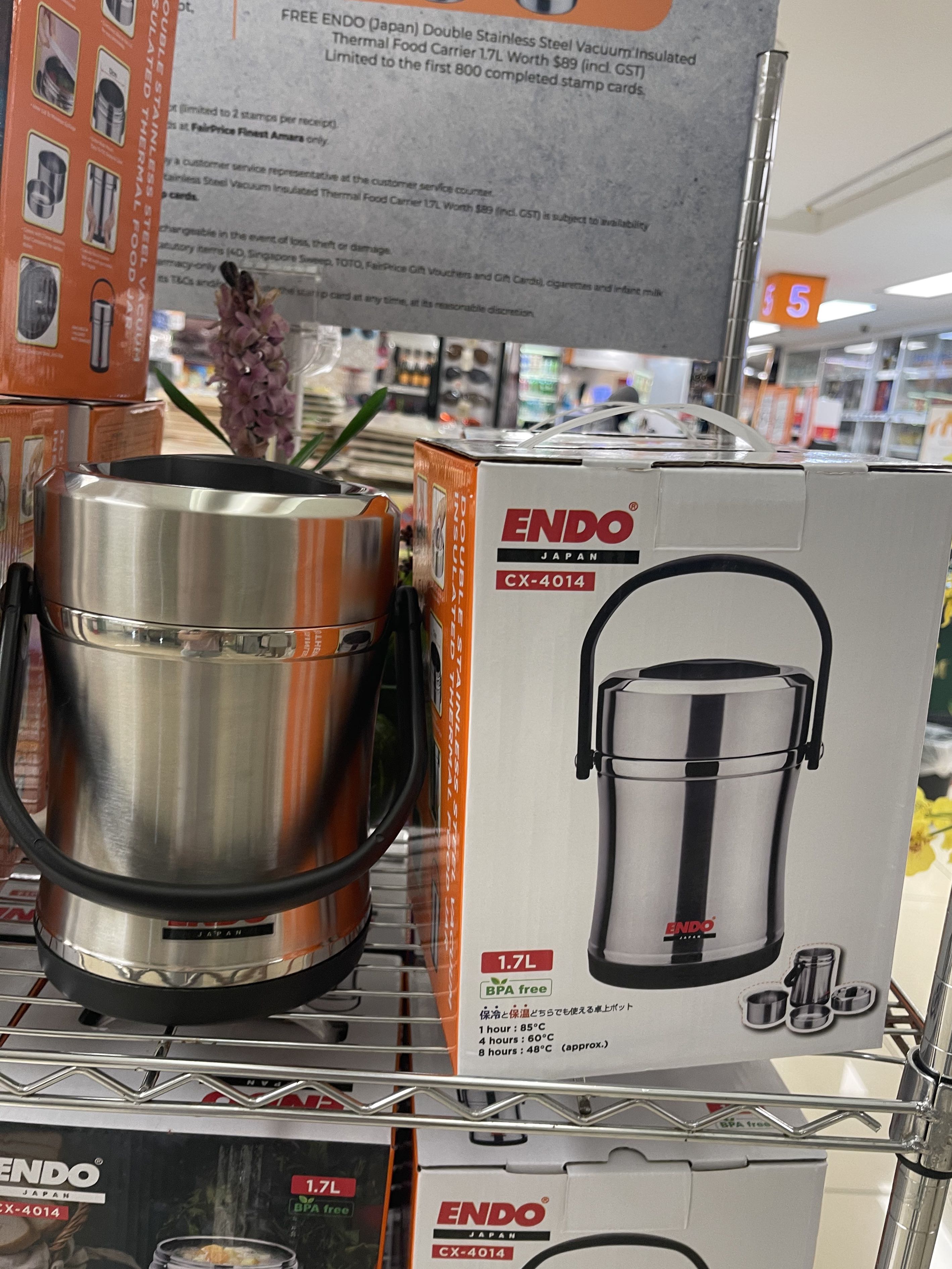 Endo Japan 1.7l stainless vacuum thermal insulated jar food container