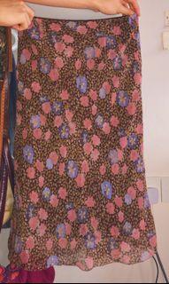 Floral mesh midi skirt