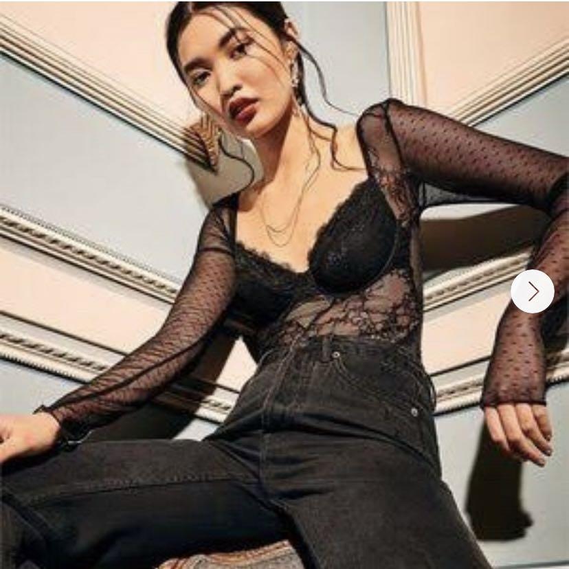 Glassons - Black Lace Body Suit on Designer Wardrobe