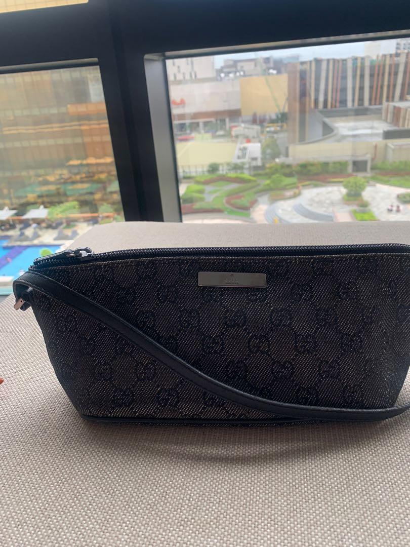 Gucci, Bags, Gucci Boat Pochette In Gg Canvas And Leather Trim