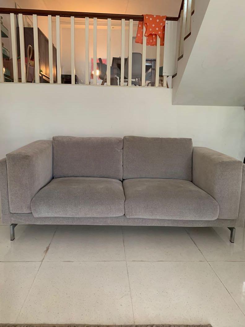 Ikea Sofa 2 5 3 Seater In Grey Fabric Furniture Sofas On Carousell