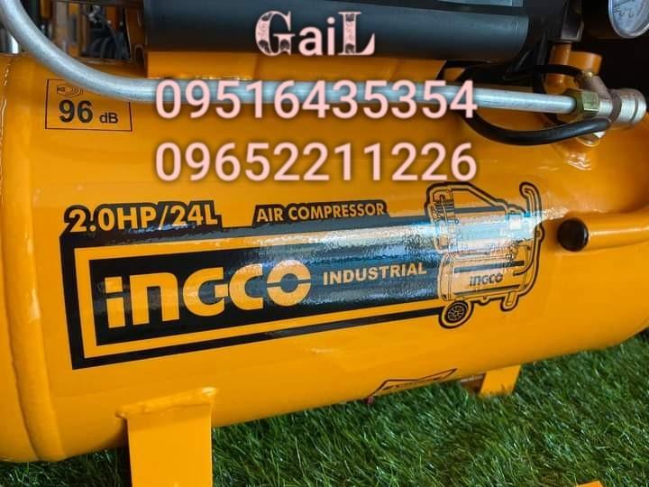 INGCO 2HP Air Compressor (Category: Industrial Equipment) located in Caloocan City. Submitted by abieghail (Listing ID 1076488465, Image 2). Description: INGCO AC20248P 2HP Air Compressor Voltage: 220-240V-60Hz Input power: 1.5kW (2HP) Tank: 24L (6.3Gal) Noise: 96db 1000HR lifetime promise Pump lubricated with oil No-load speed: 2850rpm Operation pressure: Max. 8bar Complete with tools and accessories Contact us for faster transaction. TO GOD BE 