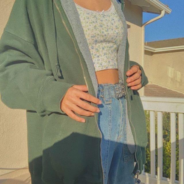 Brandy Melville, Tops, Brandy Melville Carla Christy Hoodie Green