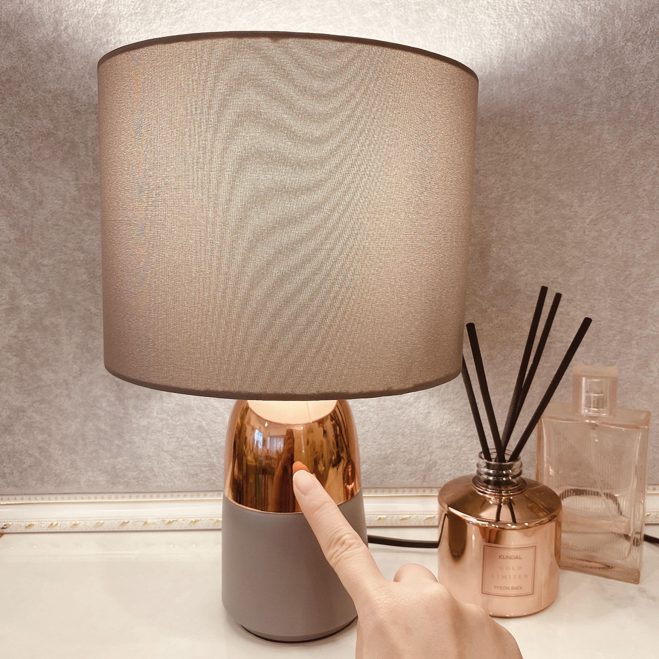 Grey and rose gold lamp deals