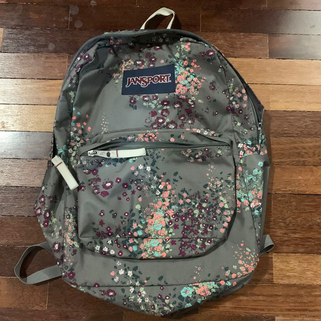 Grey floral backpack outlet