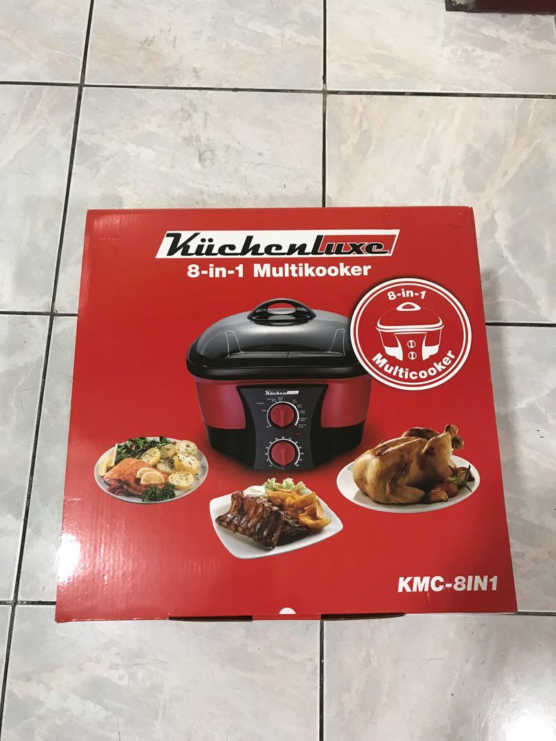 Kuchenluxe 8 in 1 Multikooker (Category: Cookware & Accessories) located in Pasay City. Submitted by kkalien (Listing ID 1076343410, Image 1). Description: BRAND NEW KUCHENLUXE 8 IN 1 MULTIKOOKER‼️ Features: •Grill, hot pot, roast, sauté, shallow fry, slow cook, steam & stir fry •Glass cover lets you see the food as it cooks •Removable non-stick bowl •Adjustable function settings and cooking time up to 120 minutes Specifications: Voltage: 230V a.