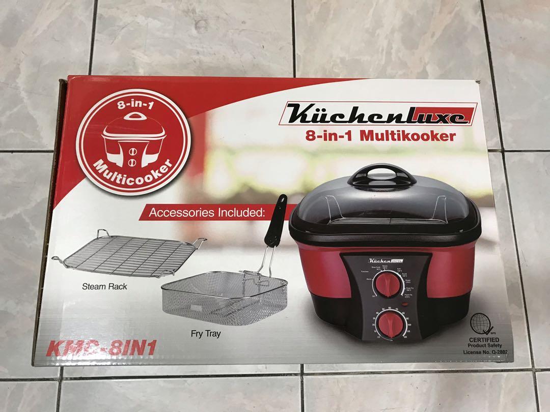 Kuchenluxe 8 in 1 Multikooker (Category: Cookware & Accessories) located in Pasay City. Submitted by kkalien (Listing ID 1076343410, Image 2). Description: BRAND NEW KUCHENLUXE 8 IN 1 MULTIKOOKER‼️ Features: •Grill, hot pot, roast, sauté, shallow fry, slow cook, steam & stir fry •Glass cover lets you see the food as it cooks •Removable non-stick bowl •Adjustable function settings and cooking time up to 120 minutes Specifications: Voltage: 230V a.