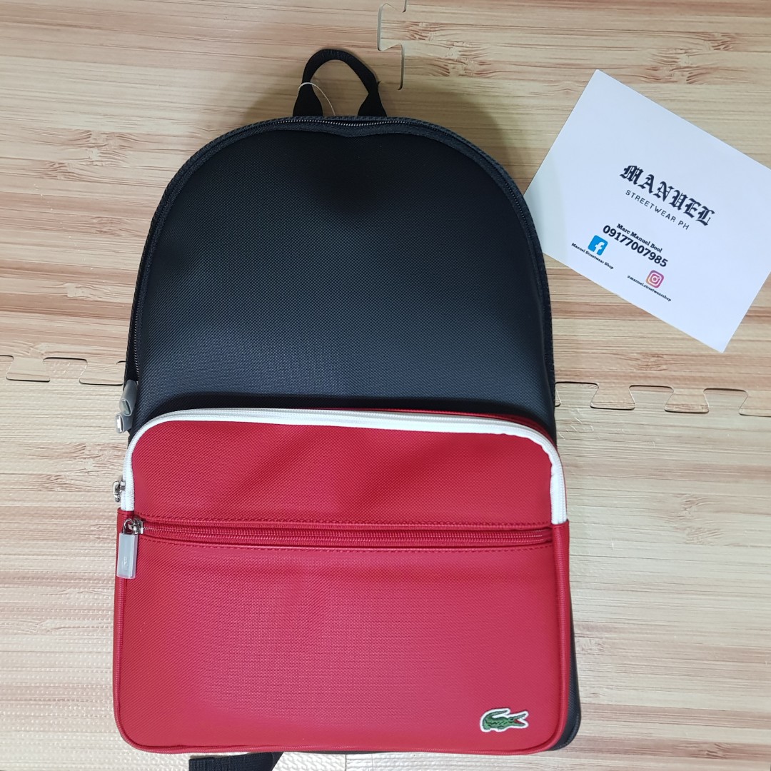 red lacoste backpack