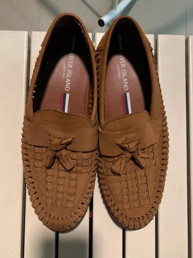 Leather woven loafer RIVER ISLAND Men s Fashion Footwear Dress