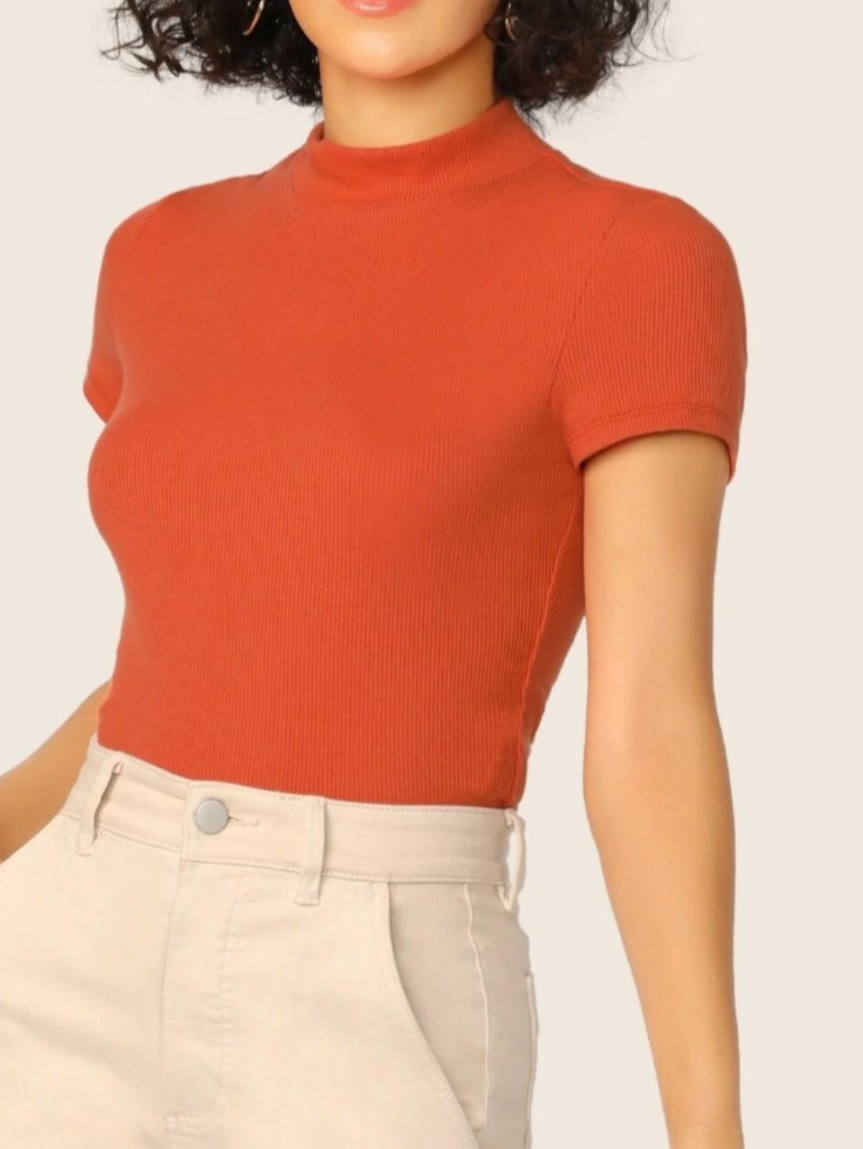 mock neck ribbed top
