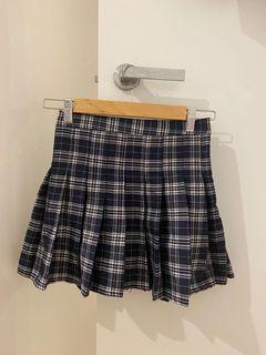 navy tartan mini skirt