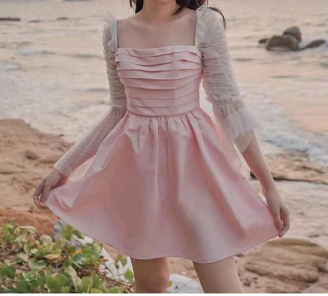 New collection self portrait  Pink Taffeta Dot Mesh Mini Dress on sale,  , & , - Carousell