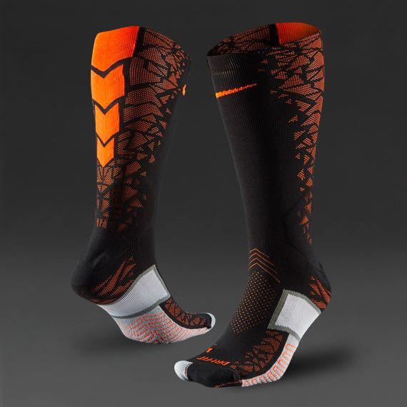 Nike elite match hypervenom crew socks - black/orange, Men's Fashion, Watches Accessories, Socks on