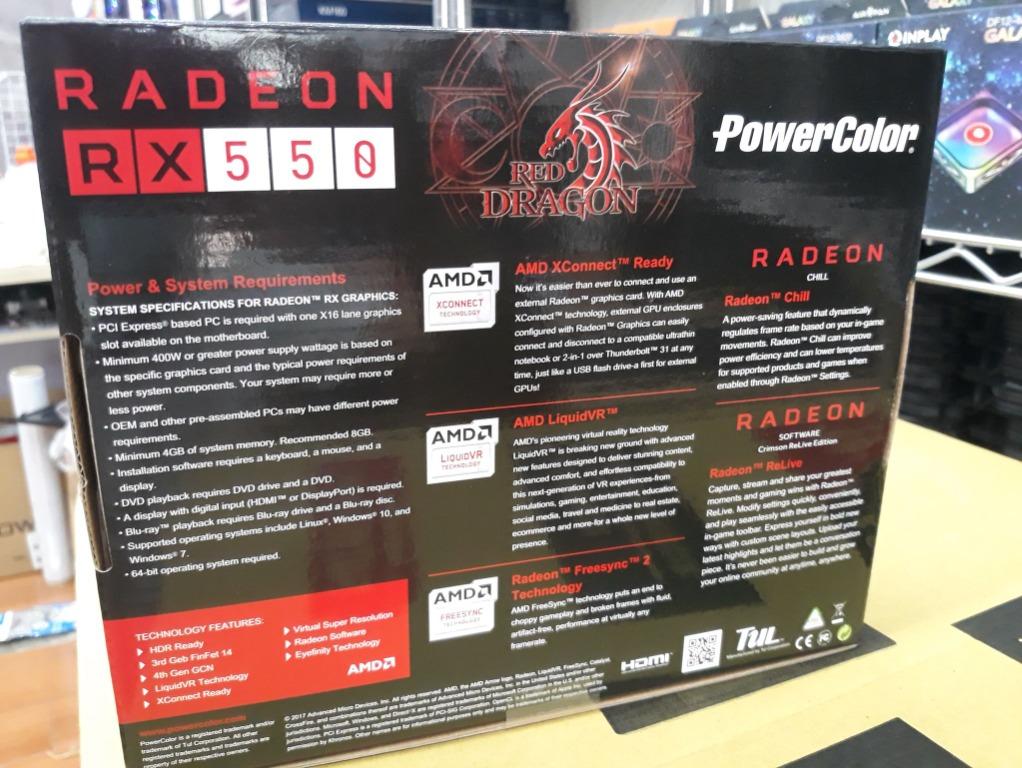 PowerColor Red Dragon Radeon™ RX 550 4GB GDDR5, Computers & Tech, Parts ...