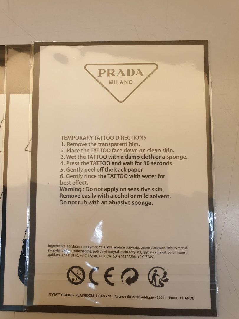 Prada Temporary Tattoo, Hobbies & Toys, Stationery & Craft, Craft