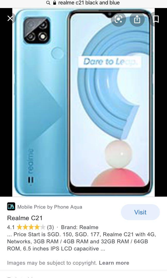 Realme C21 4 64gb Blue And Black New Mobile Phones Tablets Android Phones Others On Carousell