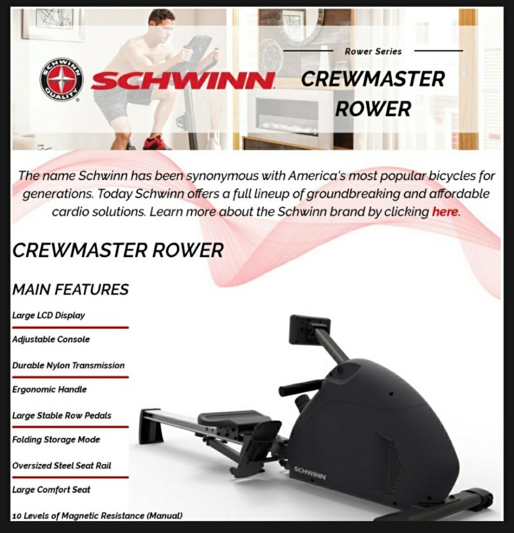 Schwinn crewmaster rowing machine 2025