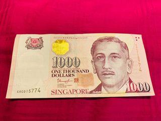 Singapore $1000 Discontinued (good condition)