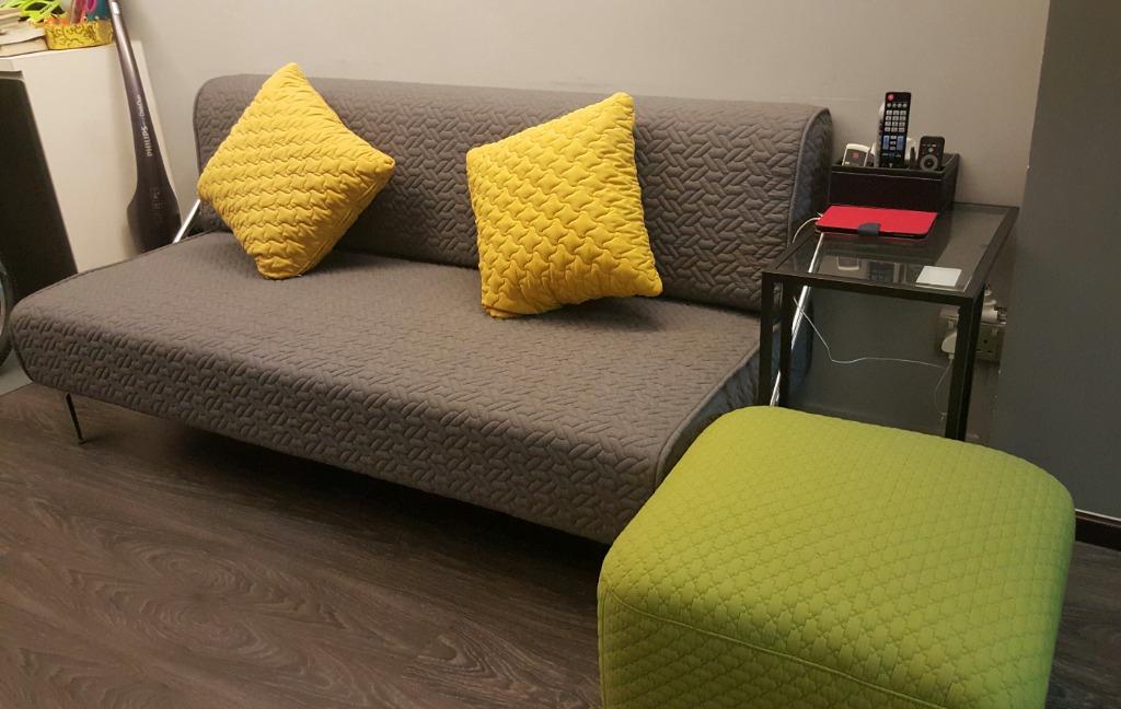 Sofa bed + Ottoman bundle, Furniture & Home Living, Furniture, Sofas on Carousell