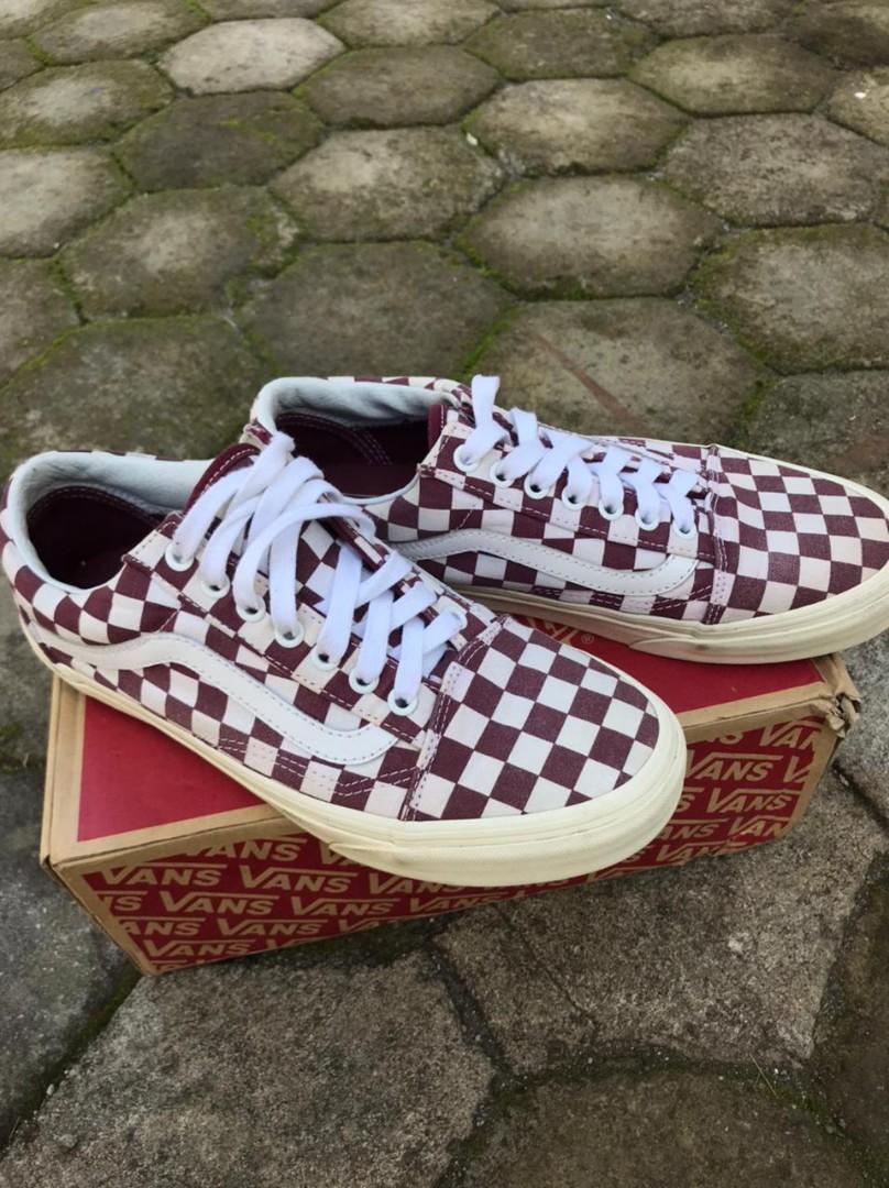 VANS OLDSKOOL CHECKERBOARD PORT ROYAL Fesyen Pria Sepatu