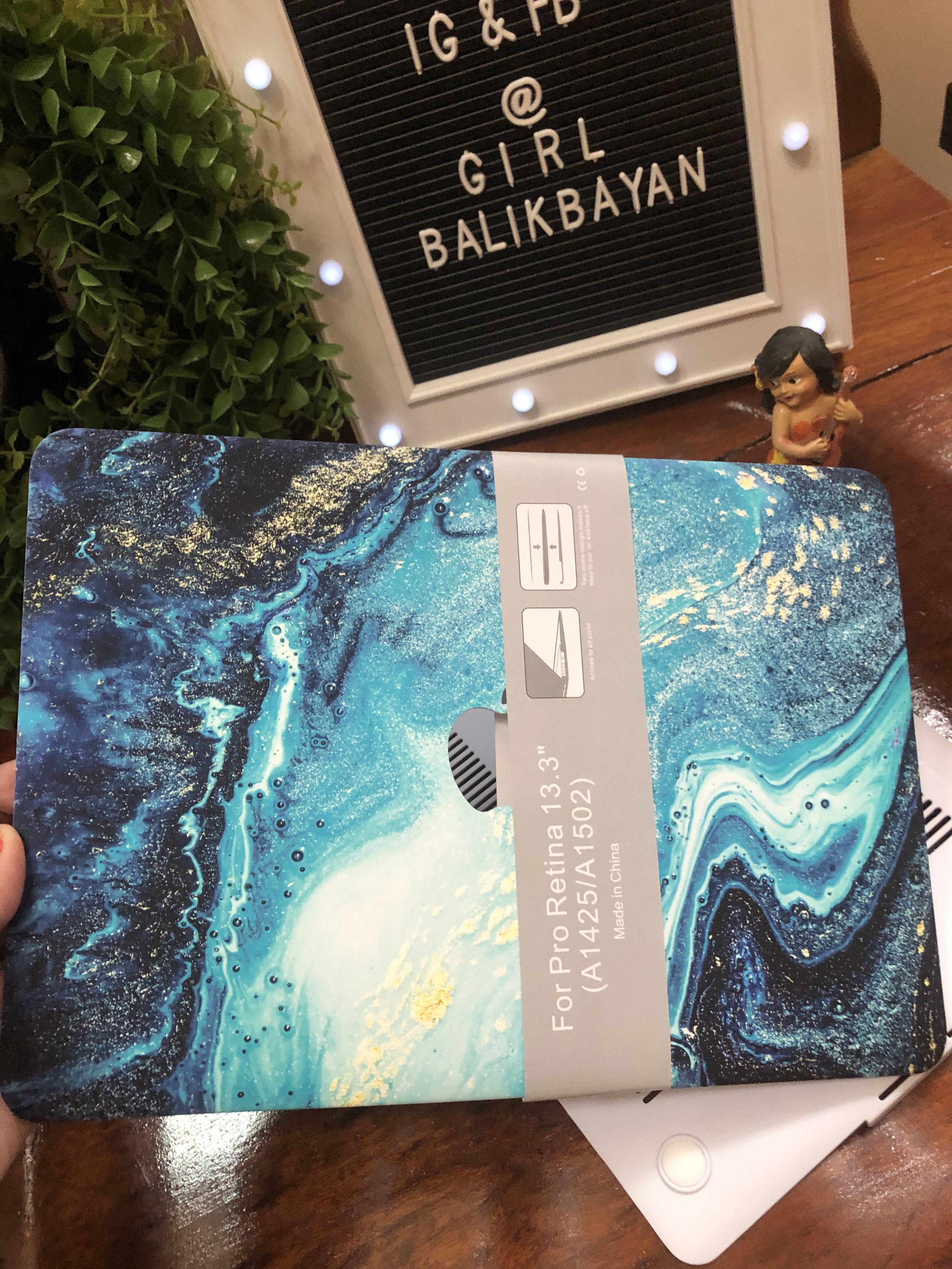 Wave design, MacBook Pro Retina case 🌊💙 (Category: Laptop Bags & Sleeves) located in Marikina City. Submitted by girlbalikbayan (Listing ID 1076432712, Image 1). Description: Weekend SALE-abration🥳 Give your MacBook Pro some love and change out to a new fabulous graphic hard case. MACBOOK PRO RETINA💻 A1425/ A1502 Top and bottom case Aqua blue wave design🌊 Refer to the last photo showing how to double check what “model code” your unit is and 