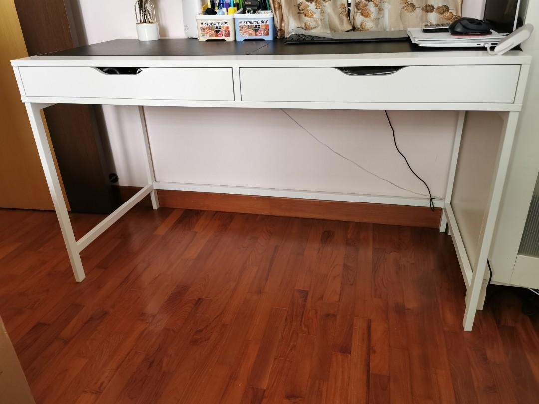 White ikea study table, Furniture & Home Living, Furniture, Tables