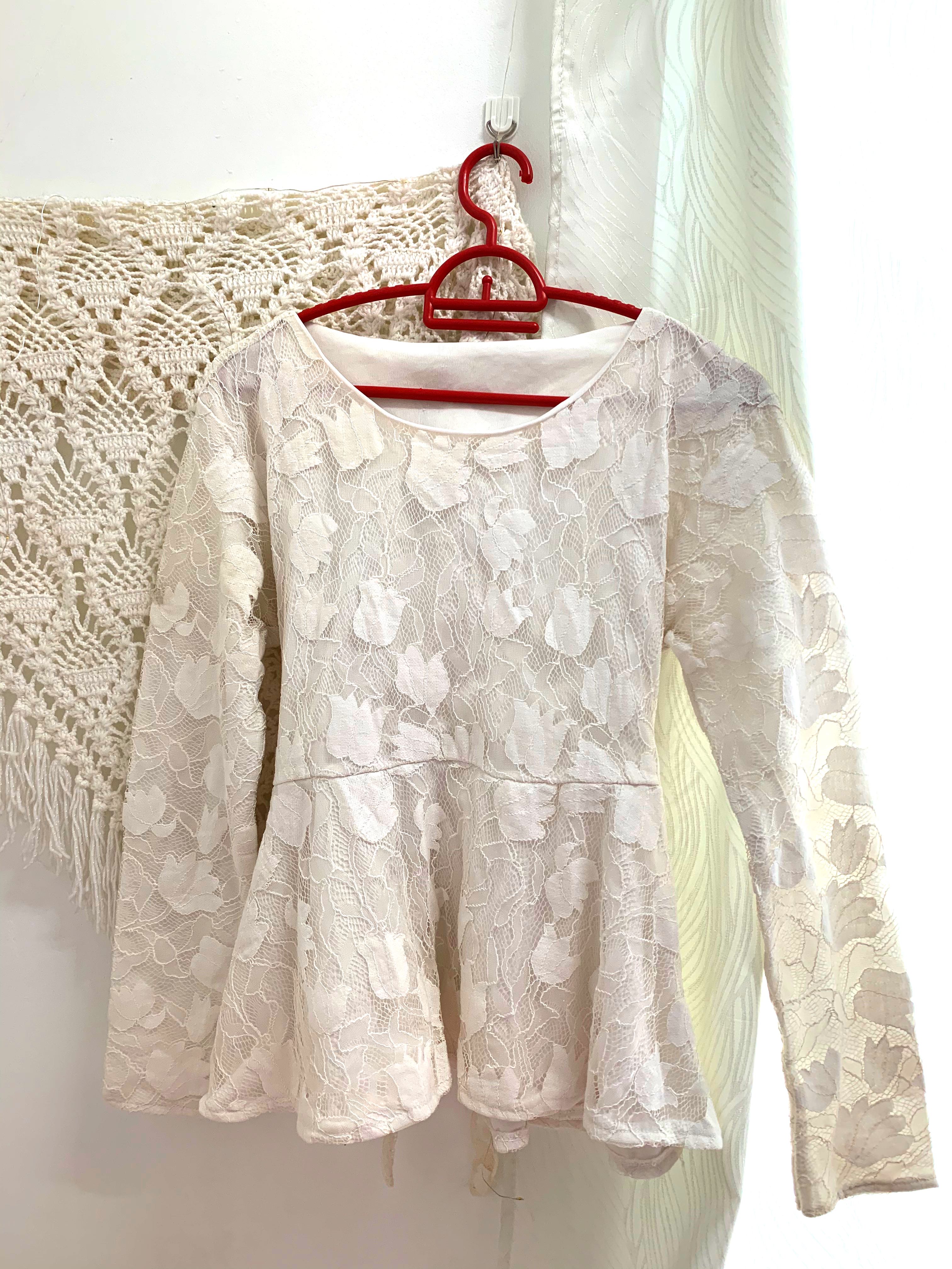 white lace peplum top