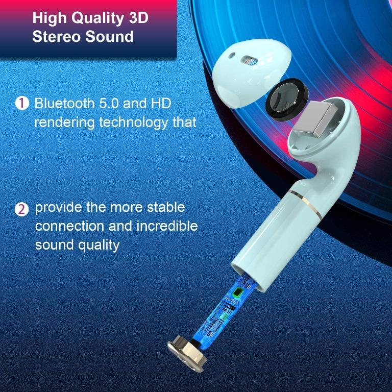 Wireless Headphones ACADGQ Bluetooth 5.0 Earbuds Wireless In Ear Headphone 24H Playtime Deep Bass 3D Stereo True Wireless Earphones with Mic Green