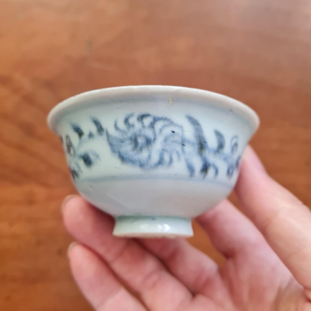 Yuan Dynasty Blue and White Porcelain Cup Shard Antique China Ceramic