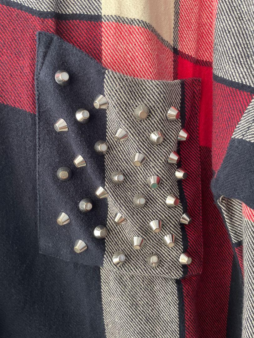 Zara Studded Shirt Dress, Fesyen Wanita 